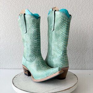 Lane NICE VICE Womens Turquoise Cowboy Boots Western Midi Calf Snip Toe Size 7.5